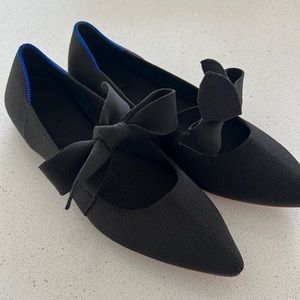 Rothy's 7.5 Black The Point Mary Jane Wrap Tie Ballet Flat Shoes